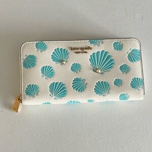 Kate Spade White and Blue Shell Wallet